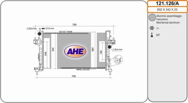 AHE 121.126/A - Радіатор, охолодження двигуна autocars.com.ua