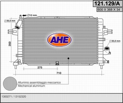 AHE 121.129/A - Радіатор, охолодження двигуна autocars.com.ua
