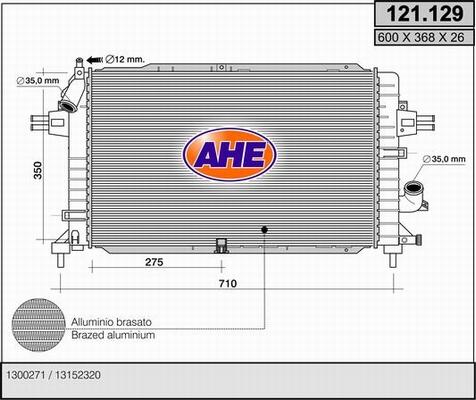 AHE 121.129 - Радіатор, охолодження двигуна autocars.com.ua