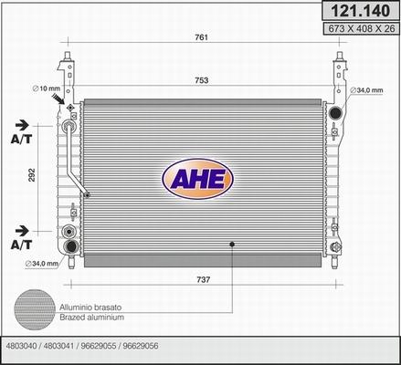 AHE 121.140 - Радіатор, охолодження двигуна autocars.com.ua
