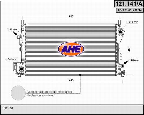 AHE 121.141/A - Радіатор, охолодження двигуна autocars.com.ua