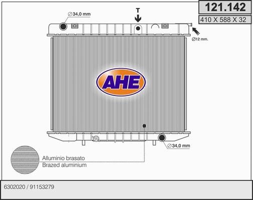 AHE 121.142 - Радіатор, охолодження двигуна autocars.com.ua