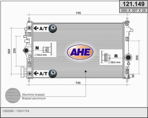 AHE 121.149 - Радіатор, охолодження двигуна autocars.com.ua