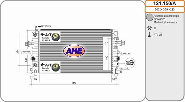 AHE 121.150/A - Радіатор, охолодження двигуна autocars.com.ua