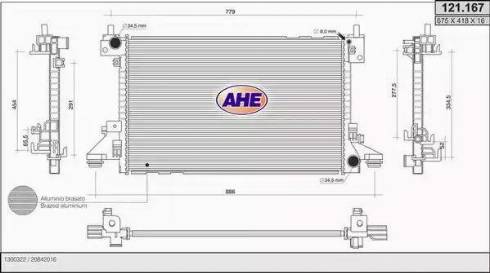 AHE 121.167 - Радіатор, охолодження двигуна autocars.com.ua