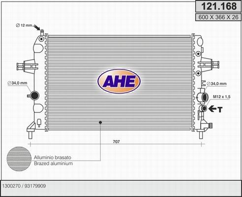 AHE 121.168 - Радіатор, охолодження двигуна autocars.com.ua