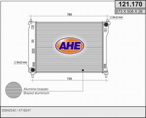 AHE 121.170 - Радіатор, охолодження двигуна autocars.com.ua