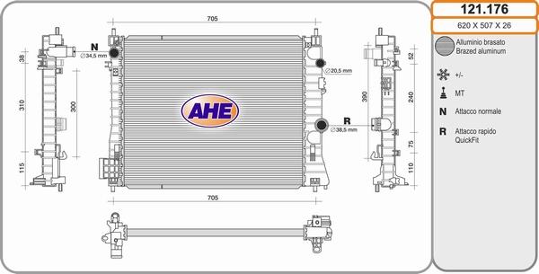 AHE 121.176 - Радіатор, охолодження двигуна autocars.com.ua