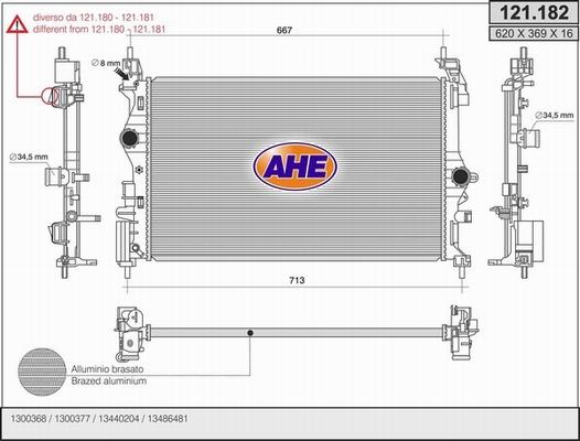 AHE 121.182 - Радіатор, охолодження двигуна autocars.com.ua