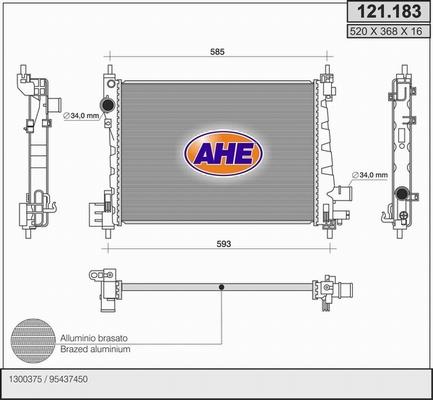 AHE 121.183 - Радіатор, охолодження двигуна autocars.com.ua