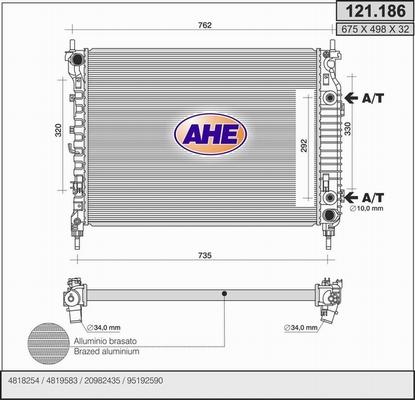 AHE 121.186 - Радіатор, охолодження двигуна autocars.com.ua