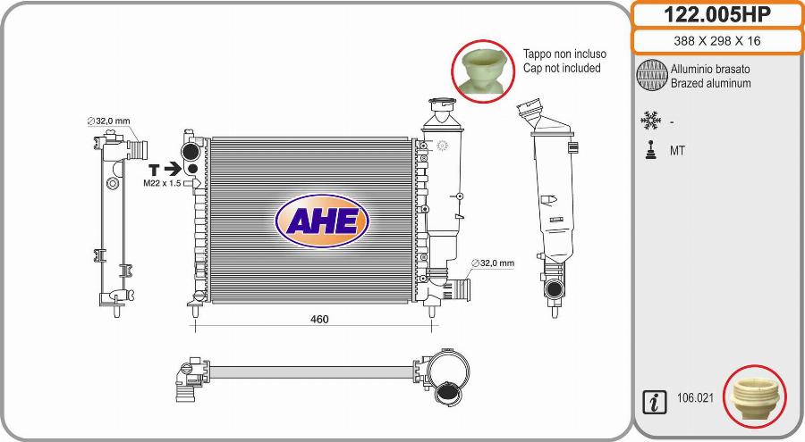 AHE 122.005HP - Радіатор, охолодження двигуна autocars.com.ua