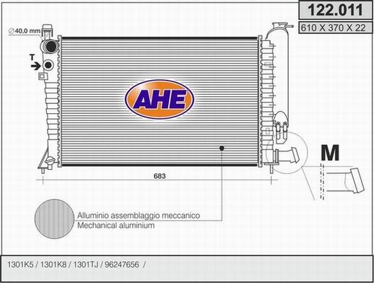 AHE 122.011 - Радіатор, охолодження двигуна autocars.com.ua