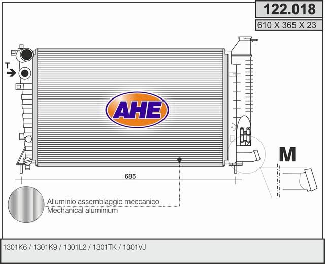 AHE 122.018 - Радіатор, охолодження двигуна autocars.com.ua