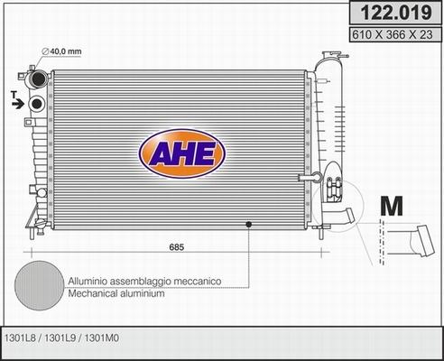 AHE 122.019 - Радіатор, охолодження двигуна autocars.com.ua