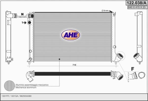 AHE 122.038/A - Радіатор, охолодження двигуна autocars.com.ua