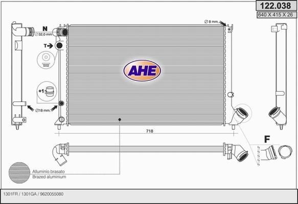 AHE 122.038 - Радіатор, охолодження двигуна autocars.com.ua