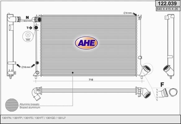 AHE 122.039 - Радіатор, охолодження двигуна autocars.com.ua