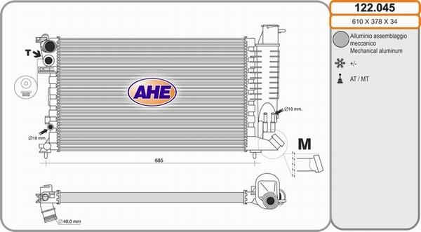AHE 122.045 - Радіатор, охолодження двигуна autocars.com.ua