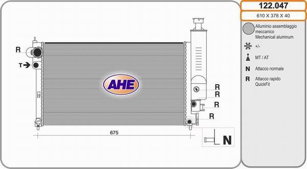 AHE 122.047 - Радіатор, охолодження двигуна autocars.com.ua