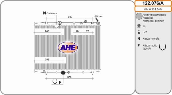 AHE 122.076/A - Радіатор, охолодження двигуна autocars.com.ua