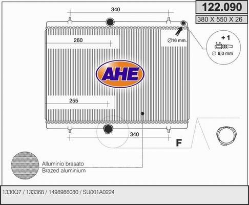 AHE 122.090 - Радіатор, охолодження двигуна autocars.com.ua