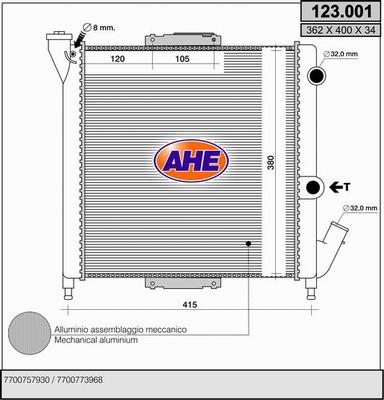 AHE 123.001 - Радіатор, охолодження двигуна autocars.com.ua