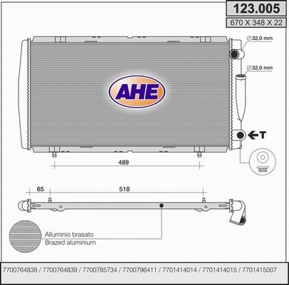 AHE 123.005 - Радіатор, охолодження двигуна autocars.com.ua