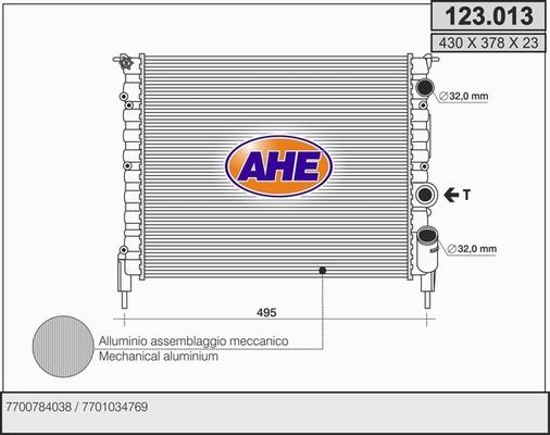 AHE 123.013 - Радіатор, охолодження двигуна autocars.com.ua