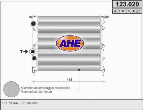 AHE 123.020 - Радіатор, охолодження двигуна autocars.com.ua