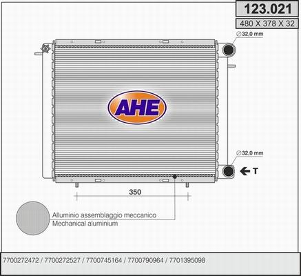 AHE 123.021 - Радіатор, охолодження двигуна autocars.com.ua