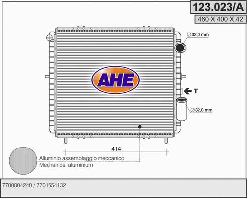 AHE 123.023/A - Радіатор, охолодження двигуна autocars.com.ua