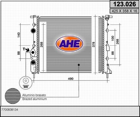 AHE 123.026 - Радіатор, охолодження двигуна autocars.com.ua