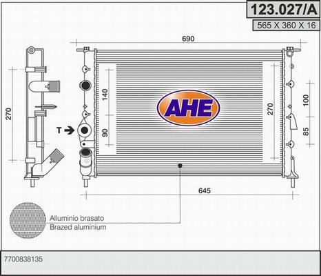 AHE 123.027/A - Радіатор, охолодження двигуна autocars.com.ua