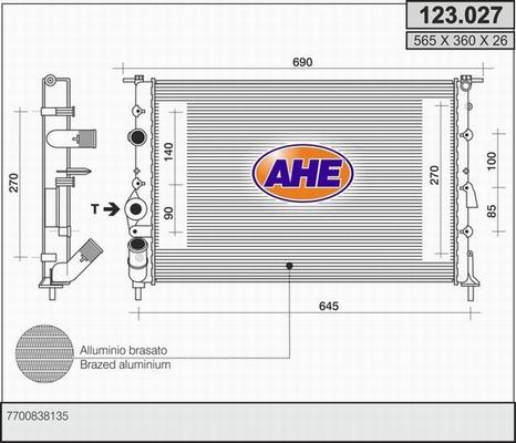 AHE 123.027 - Радіатор, охолодження двигуна autocars.com.ua
