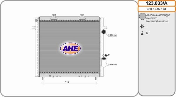 AHE 123.033/A - Радіатор, охолодження двигуна autocars.com.ua