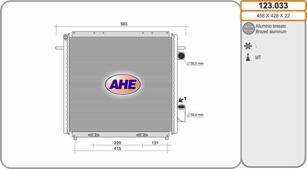 AHE 123.033 - Радіатор, охолодження двигуна autocars.com.ua