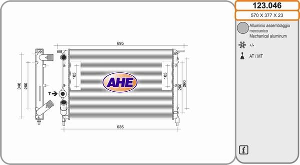 AHE 123.046 - Радиатор, охлаждение двигателя autodnr.net