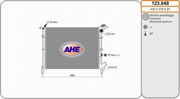 AHE 123.048 - Радіатор, охолодження двигуна autocars.com.ua