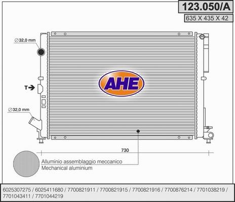 AHE 123.050/A - Радіатор, охолодження двигуна autocars.com.ua