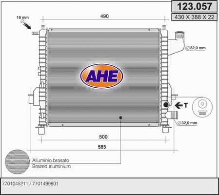 AHE 123.057 - Радіатор, охолодження двигуна autocars.com.ua