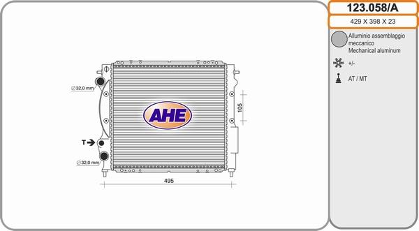 AHE 123.058/A - Радіатор, охолодження двигуна autocars.com.ua