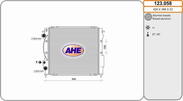 AHE 123.058 - Радіатор, охолодження двигуна autocars.com.ua