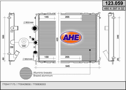 AHE 123.059 - Радіатор, охолодження двигуна autocars.com.ua
