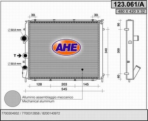 AHE 123.061/A - Радіатор, охолодження двигуна autocars.com.ua
