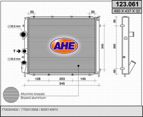 AHE 123.061 - Радіатор, охолодження двигуна autocars.com.ua