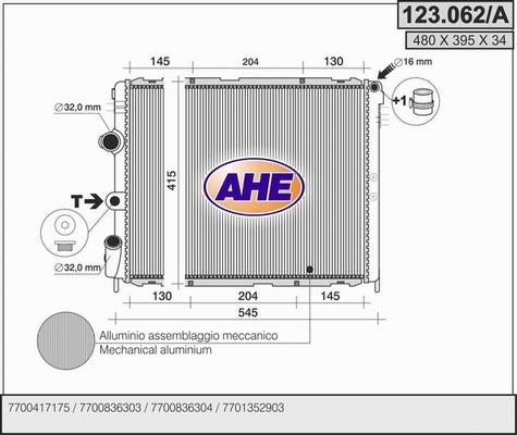 AHE 123.062/A - Радіатор, охолодження двигуна autocars.com.ua
