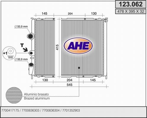 AHE 123.062 - Радіатор, охолодження двигуна autocars.com.ua