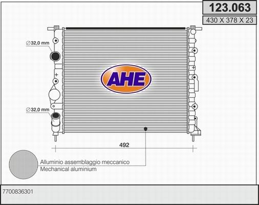 AHE 123.063 - Радіатор, охолодження двигуна autocars.com.ua