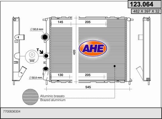 AHE 123.064 - Радіатор, охолодження двигуна autocars.com.ua